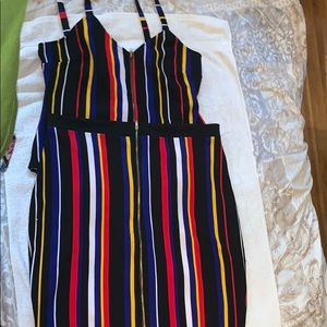 Fashion Nova 2 piece Multi Color Striped skirt set